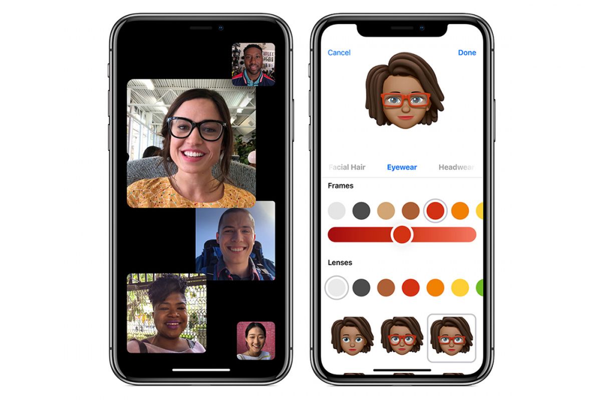 Fitur Memoji (kanan) dan Face Time hingga 32 peserta di iOS 12.