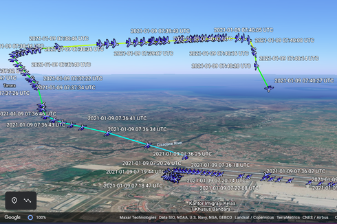 Google Earth Bisa Tampilkan Rute 3D Sriwijaya Air SJ182, Begini Caranya
