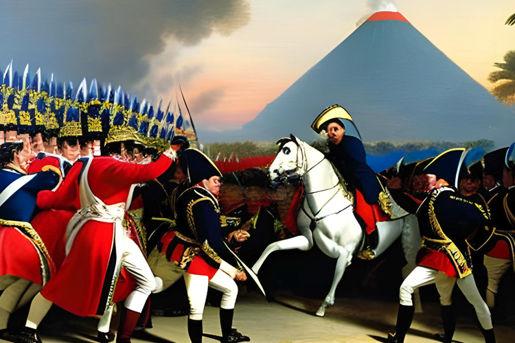 Ilustrasi Napoleon melawan Inggris di Jawa
