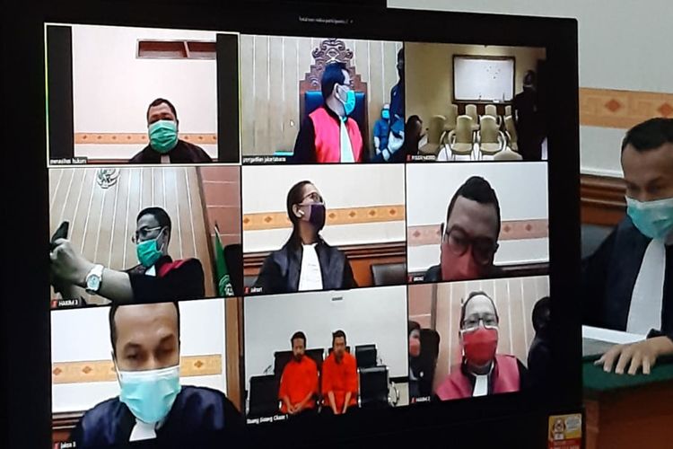 Sidang kasus penusukan Wiranto digelar secara online di Pengadilan Negeri Jakarta Barat, Kamis (9/4/2020)