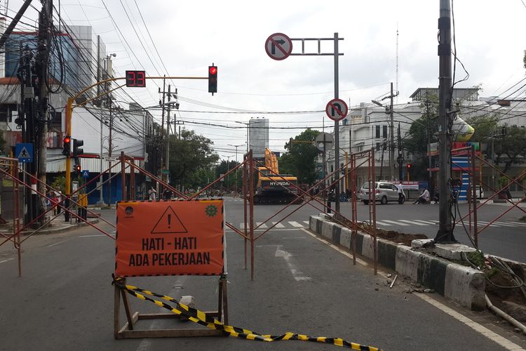 Jalan Basuki Rahmat Kota Malang yang ditutup untuk pembangunan kawasan heritage, Senin (9/11/2020).