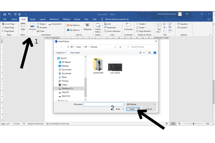 cara menyisipkan gambar di MS word