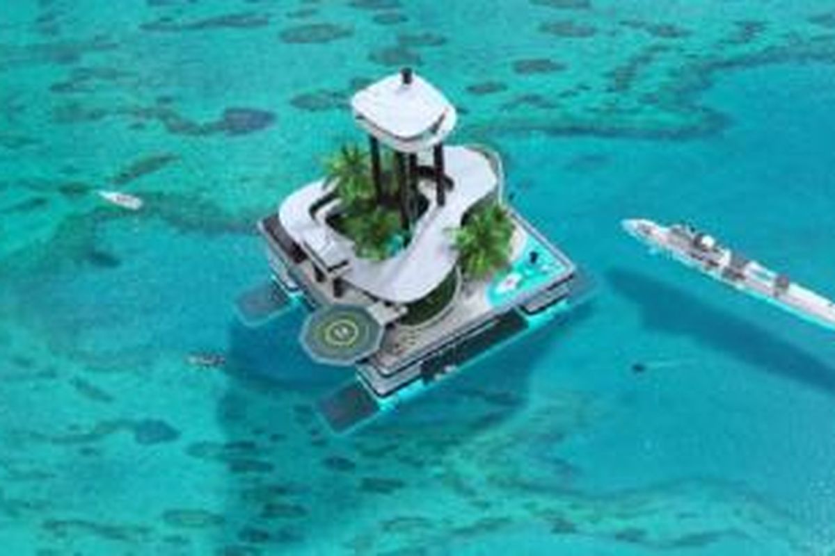 Yacht berbentuk pulau yang dapat berpindah