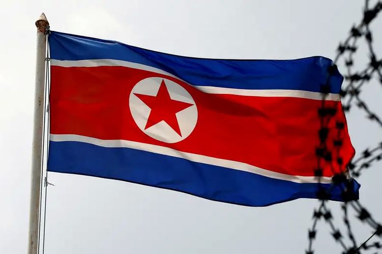 Foto ilustrasi bendera Korea Utara.