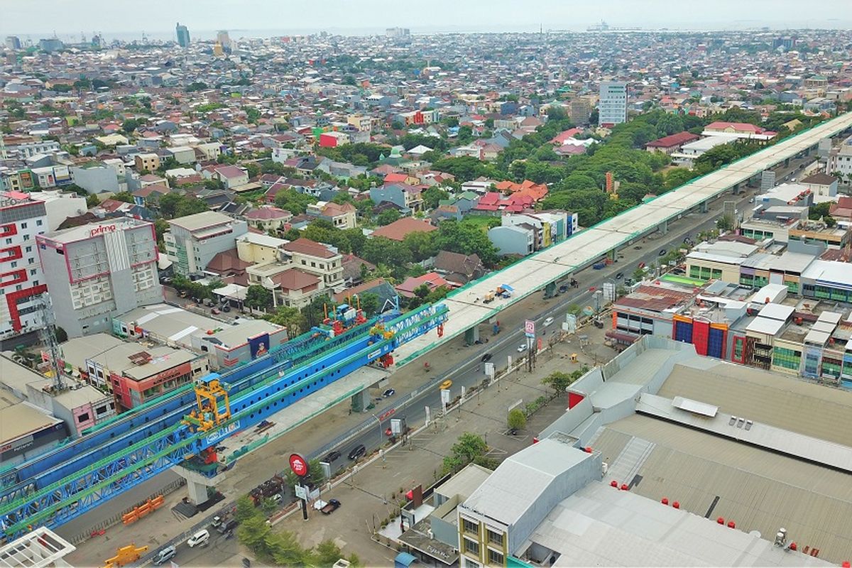 Tol Layang AP Pettarani masuki tahap akhir pemasangan balok jembatan, Minggu (17/5/2020).