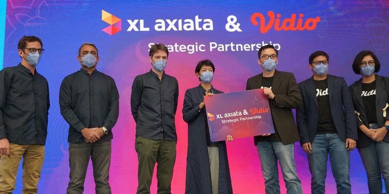 Acara peluncuran kerja sama XL Axiata dan Vidio, Rabu (6/4/2022)