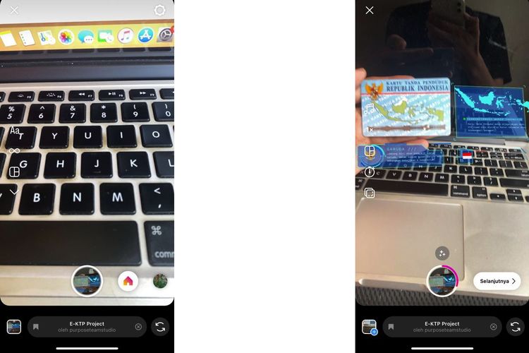 Ilustrasi cara menggunakan filter e-KTP Project di Instagram.