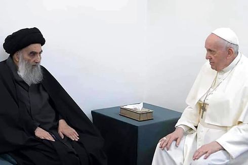 Paus Fransiskus Bertemu Ulama Syiah Irak Ayatollah Ali Sistani