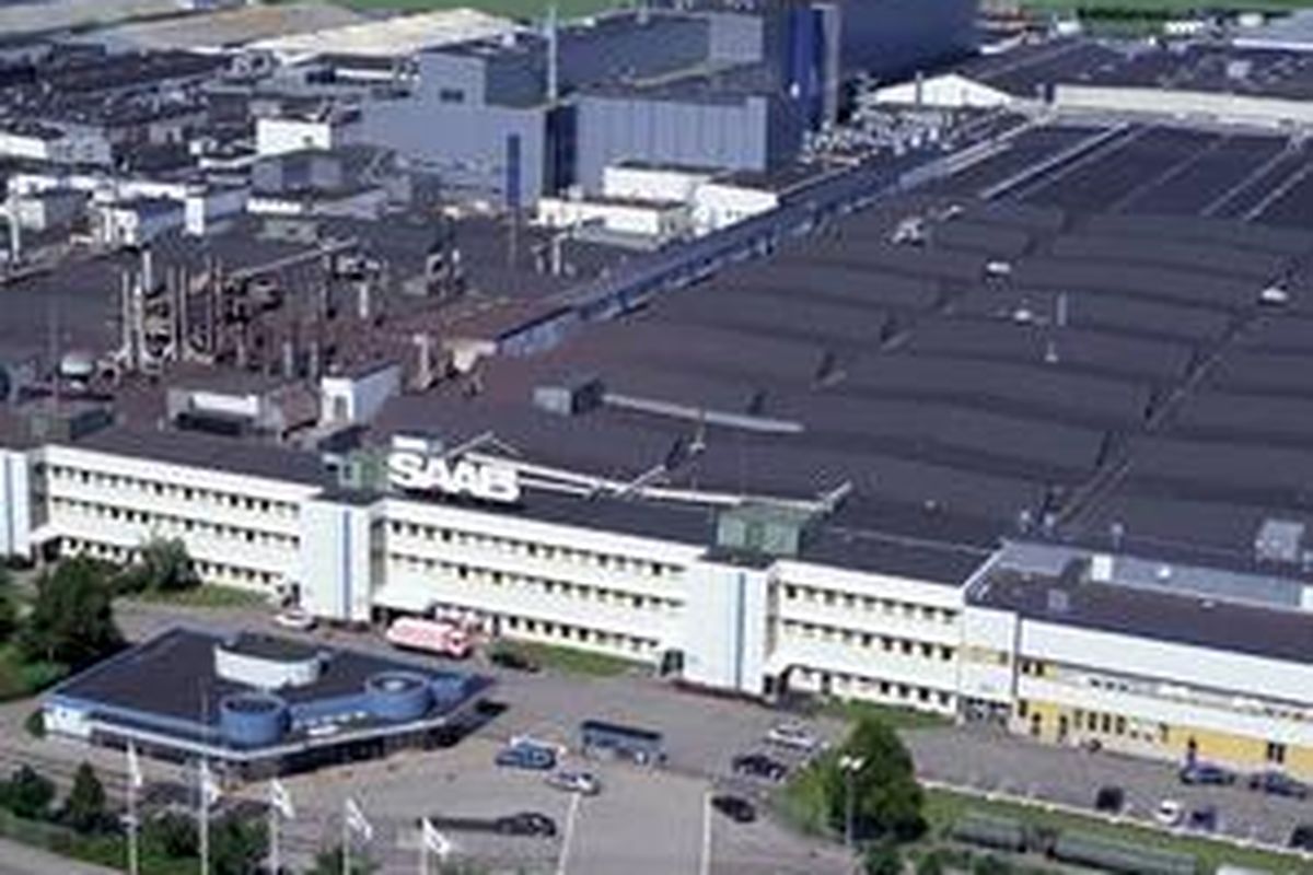 Pabrik Saab di Tollhaetan, Swedia.