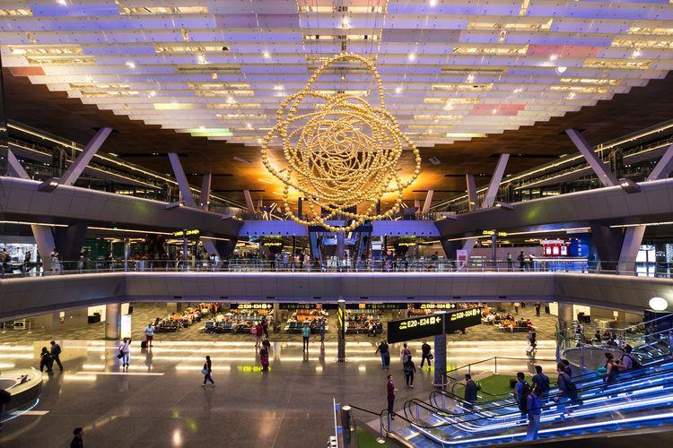 Bandara Internasional Hamad di Doha, Qatar.
