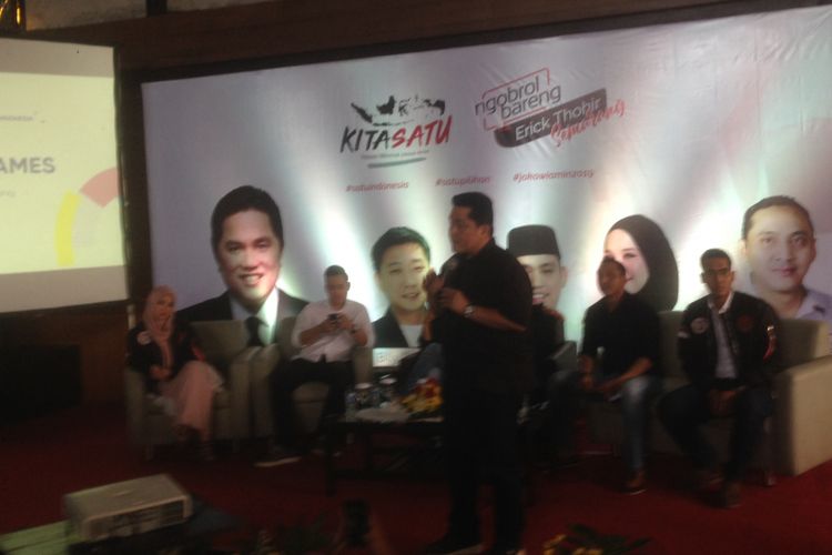 Erick Thohir berbicara di depan kaum millenial Semarang, Minggu (3/2/2019)