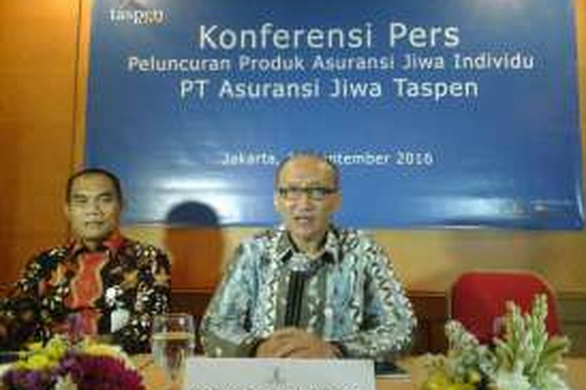 Direktur Utama Taspen Life, Maryoso Sumaryono dalam acara peluncuran produk baru di Jakarta, Kamis (15/9/2016).
