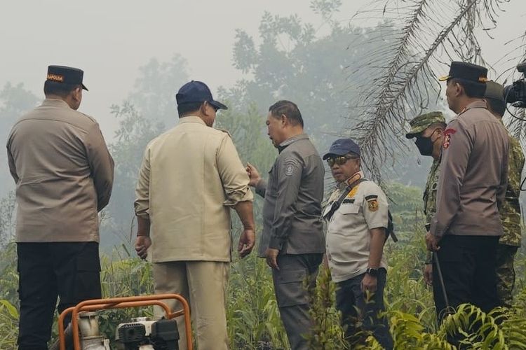 Prabowo Tinjau Karhutla di Kalimantan