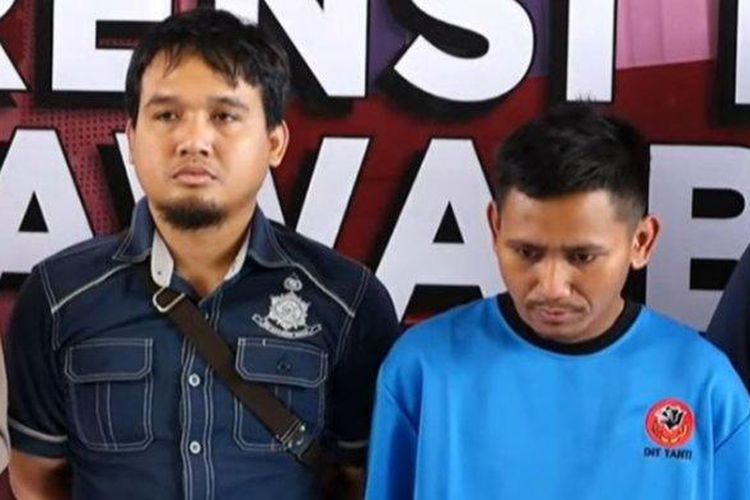 Pegi alias Perong, sosok yang diduga menjadi otak pembunuhan Vina di Cirebon, dihadirkan Polda Jawa Barat dalam konferensi pers, Minggu (26/5/2024). 
