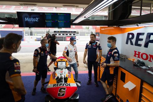 Marc Marquez Datang ke Paddock Repsol Honda Jelang GP Catalunya