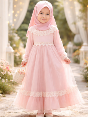 Tren Baju Lebaran Anak Perempuan 2026: Gamis Dua Layer dan Renda Pastel.