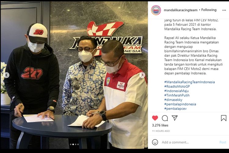 Dimas Ekky resmi akan balap di FIM CEV Moto2 2021 bersama Mandalika Racing Team Indonesia