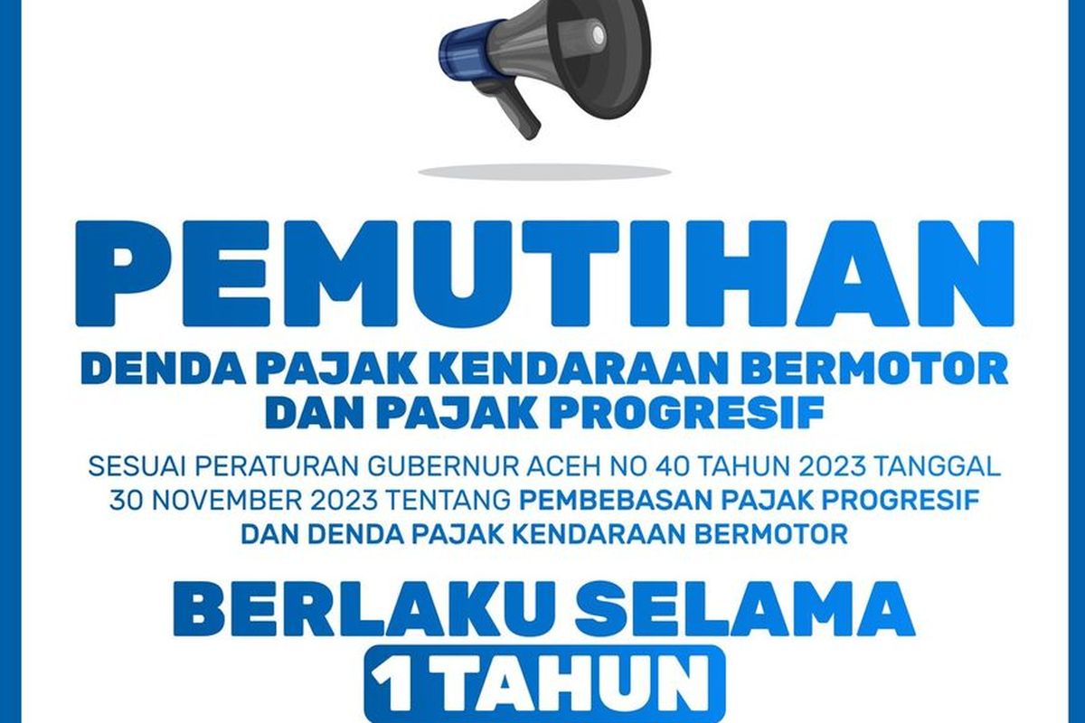 Pemutihan pajak kendaraan bermotor di Aceh. Daftar provinsi yang gelar pemutihan pajak kendaraan bermotor pada Mei 2024.