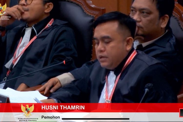 Kuasa hukum Partai Nasdem Husni Thamrin dalam sidang sengketa hasil Pileg di Gedung Mahkamah Konstitusi (MK), Jakarta Pusat, Selasa (30/4/2024). 