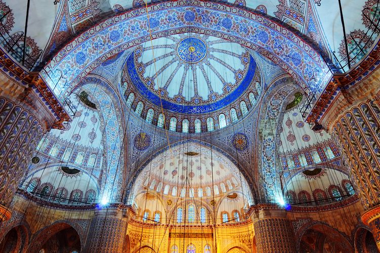 Interior Majid Sultan Ahmed (Blue Mosque), Istanbul, Turki