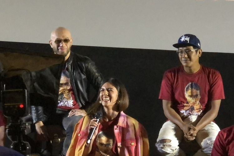 Nadila Ernesta saat hadir dalam peluncuran poster dan trailer resmi film Bonnie di Jakarta, Selasa (30/1/2023).