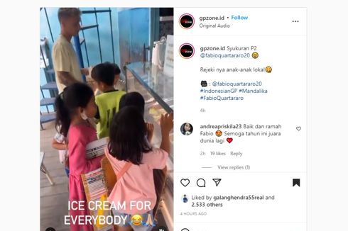 Rayakan Podium, Quartararo Traktir Es Krim Anak-anak di Lombok