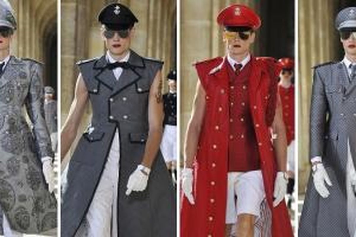 Pada pekan mode Pret-a-Porter di Paris belum lama ini, desainer Thom Browne memamerkan koleksi busana yang terinspirasi dari kostum penerbang.