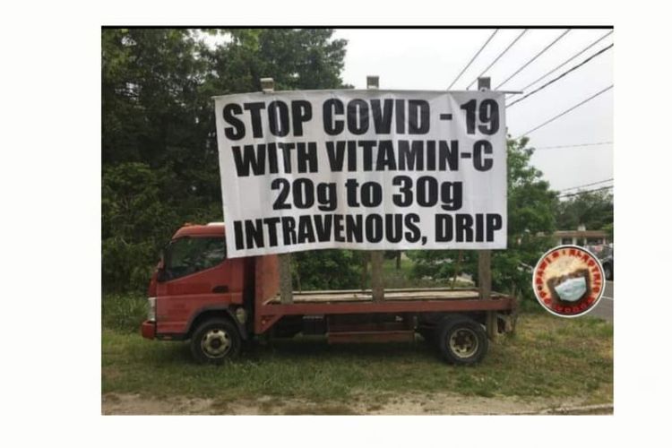 Status Facebook soal vitamin C intravena dosis tinggi dapat mencegah atau mengobati Covid-19.   