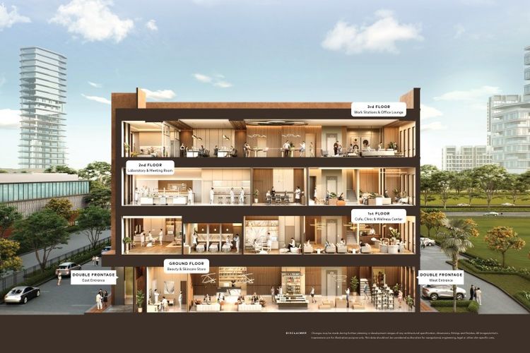 Setiap unit di Domain Business Suites terdiri dari 4 lantai yang bisa dimanfaatkan sesuai kebutuhan tenant.