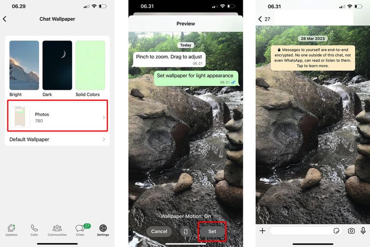 Ilustrasi cara mengganti background WhatsApp dengan foto sendiri.