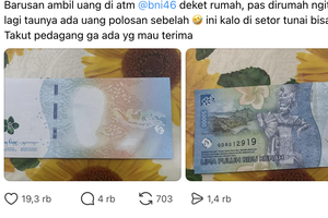Ramai soal Warganet Terima Uang Rp 50.000 Tak Tercetak Sempurna dari ATM, Ini Penjelasan BNI