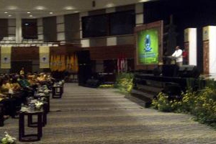 Ketua Dewan Pembina Partai Gerindra, Prabowo Subianto, memberikan sambutan di penutupan Munas IX Partai Golkar di Bali, Kamis (4/12/2014).