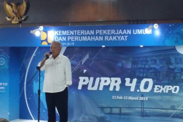 Menteri PUPR Basuki Hadimuljono dalam pembukaan PUPR 4.0 Expo di Jakarta, Senin (11/2/2019).
