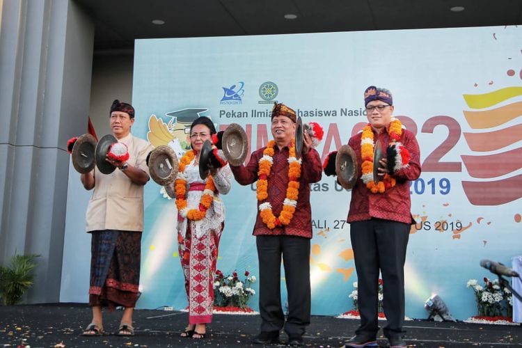 Pekan Ilmiah Mahasiswa Nasional (Pimnas) 2019 dibuka Menristekdikti Mohamad Nasir di Garuda Wisnu Kencana (GWK), Badung, Bali, Selasa (27/8/2019).