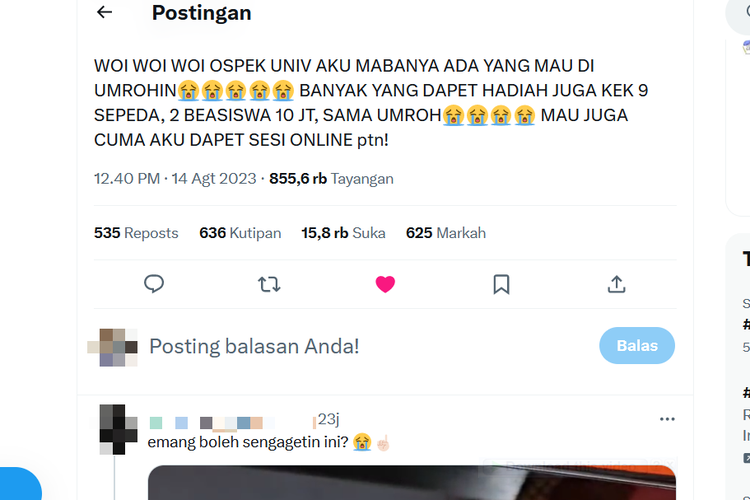 Mahasiswa Unila dapat hadiah umrah dari Wali Kota Bandar Lampung.