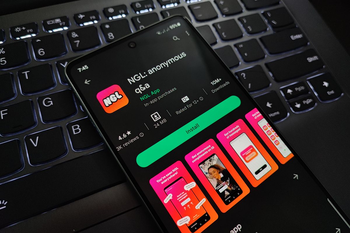 Ilustrasi aplikasi NGL yang viral di Instagram Stories.