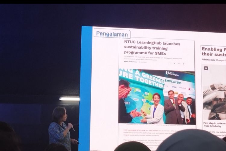 Lany Harijanti  dalam acara Lestari Forum 2025 bertema ?Sustainable Ecosystem Starts with SME?Corporate Collaboration? yang digelar Kamis (8/5/2025) di Menara Kompas, Jakarta Barat.