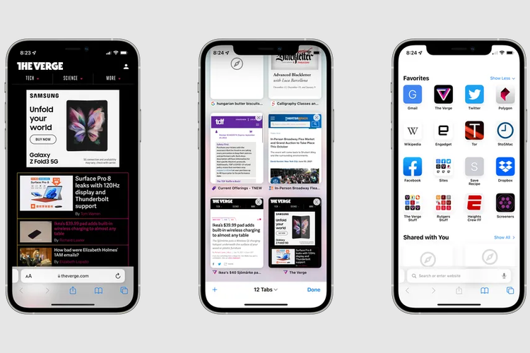Tampilan baru browser Safari di iOS 15.