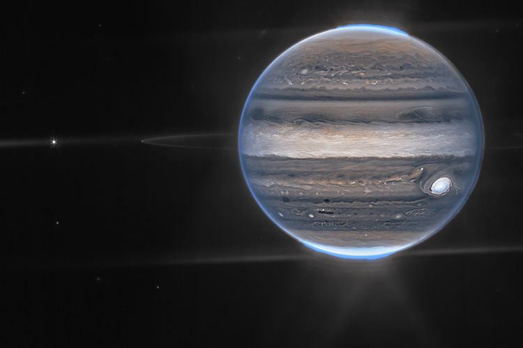 Foto Planet Jupiter terekam oleh James Webb Space Telescope (JWST) milik NASA. Teleskop Luar Angkasa James Webb ini juga mengabadikan cincin planet raksasa tersebut. 