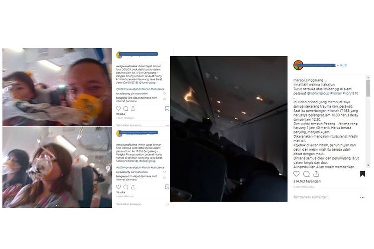 Beredar foto dan video di Instagram yang diduga merupakan foto penumpang pesawat Lion Air JT610 dan video situasi detik-detik sebelum pesawat jatuh.