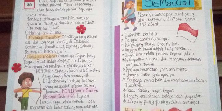 Salah satu surat dukungan untuk atlet Asian Games dari SDK BPK Penabur Bekasi, diambil dari tulisan anak-anak dalam Buku Latihan Menulis Ayo Menulis Bersama SiDU