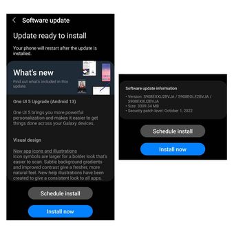 Ilustrasi update OneUI 5.0 berbasis Android 13 sudah bisa di-download di Samsung Galaxy S22 Ultra.