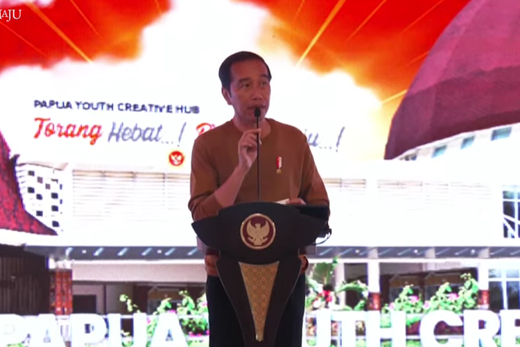 Presiden Joko Widodo saat peresmian Papua Youth Creative Hub, Selasa (21/3/2023)