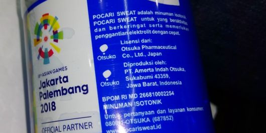 Tampilan minuman Pocari Sweat sebagai mitra resmi (offcial partner) perhelatan Asian Games 2018 di Indonesia.