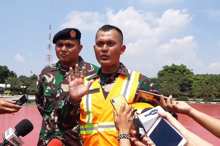 Komandan Satuan Tugas (Dansatgas) Garuda RI Mayor W I Danu di Plaza Mabes TNI, Jumat (6/3/2020).