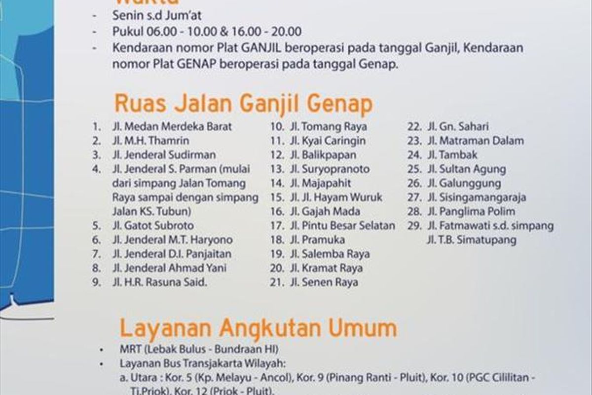 Informasi rute perluasan ganjil genap di Jakarta