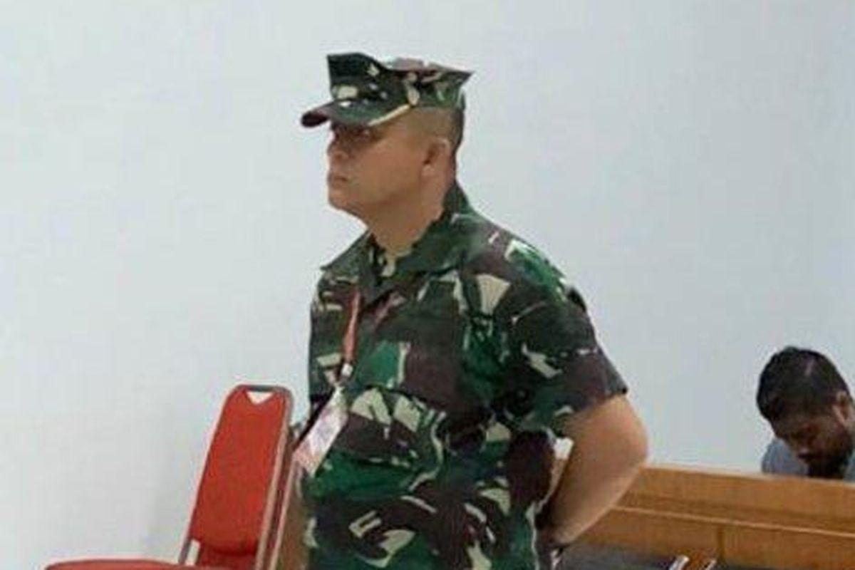 Suasana di ruangan persidangan Pengadilan Militer I-02 Medan, saat vonis perwira TNI AL yang dilaporkan istrinya karena berselingkuh, Jumat (16/12/2022). 
