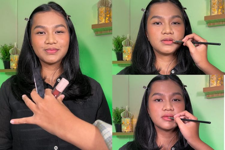 Model yang sedang di makeup pada tahapan makeup simple untuk bukber, Jakarta Barat, Kamis (7/3/2024)
