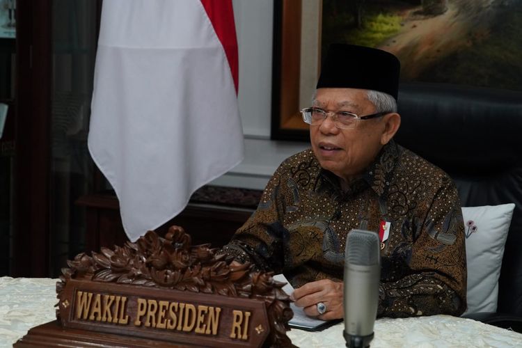 Vice President of Indonesia Maruf Amin speaks during a recent online seminar on Wednesday, August 26, 2020. 