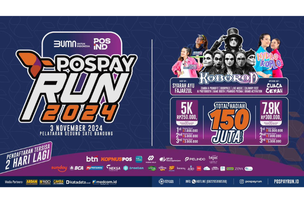 Pospay Run 2024 segera digelar di Gedung Sate, Bandung, Jawa Barat, Minggu (3/11/2024). 